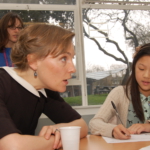 Justine speaking with the girls