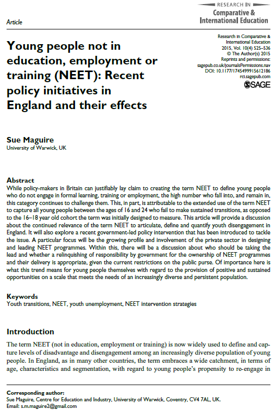 Young people not in education, employment or training (NEET): Recent ...