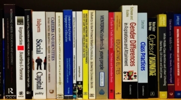 row of books on a shelf