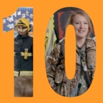 The number 10 with images of women in the number who aren't in traditional women's roles - eg. firefighter is one.