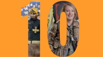 The number 10 with images of women in the number who aren't in traditional women's roles - eg. firefighter is one.