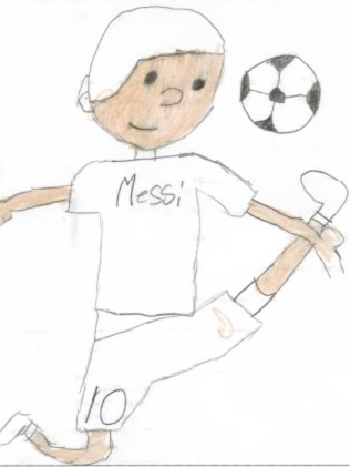 child's drawing of a footballer, what they want to be when they grow up and one of the top 10 jobs children aspire to.