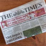 The Times Newspaper front cover - inside is an article about Education and Employers research into work experience.